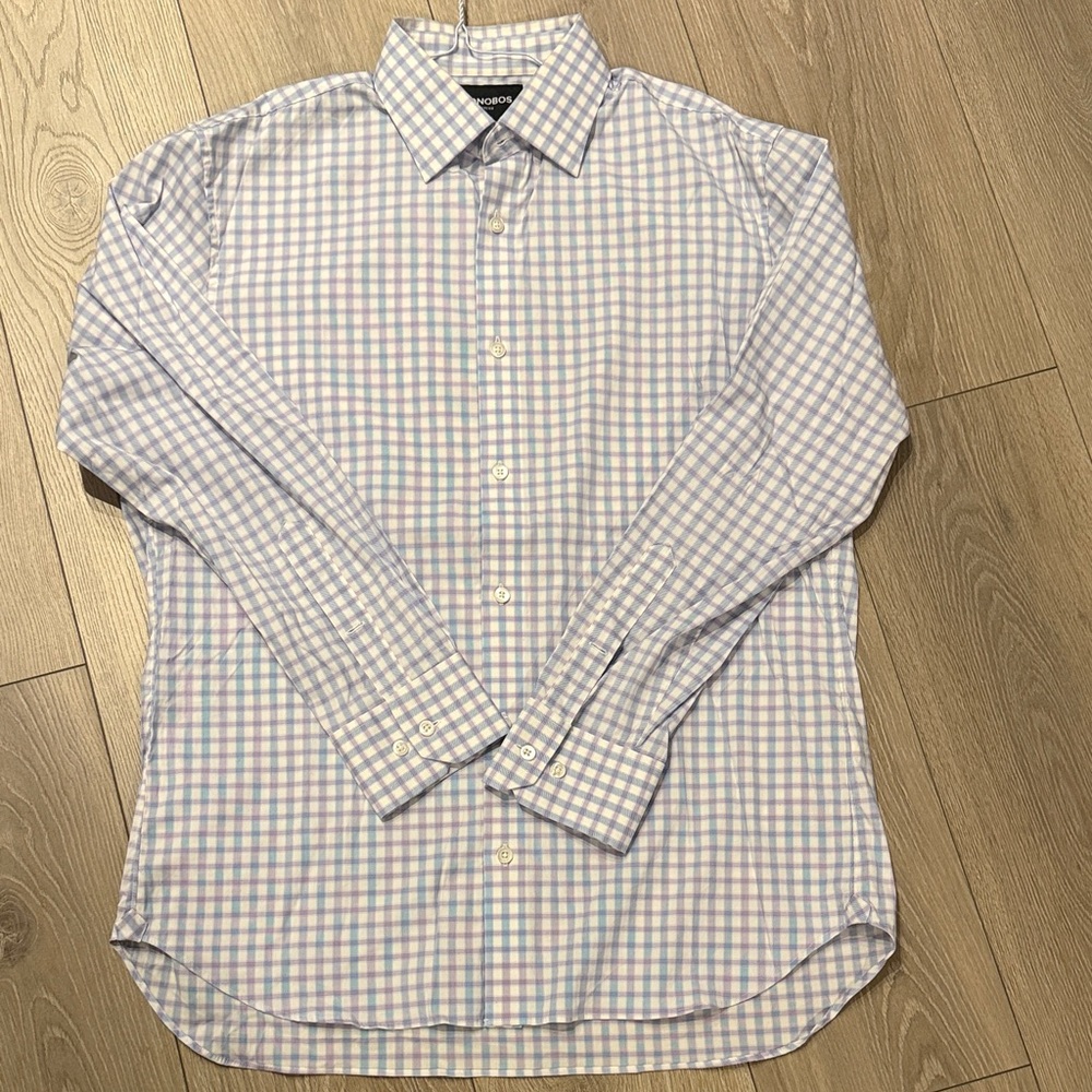 Bonobos Blue and Pink Checkered Button Down Shirt